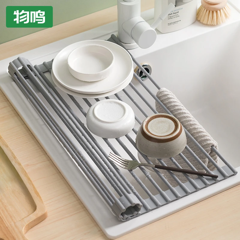 物鸣沥水架可折叠水槽碗架洗碗池放碗盘碟收纳架篮厨房硅胶置物架