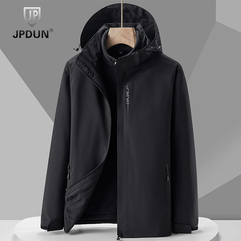 JPDUN运动登山三合一户外风衣男女款秋冬加绒防寒保暖可拆卸外套
