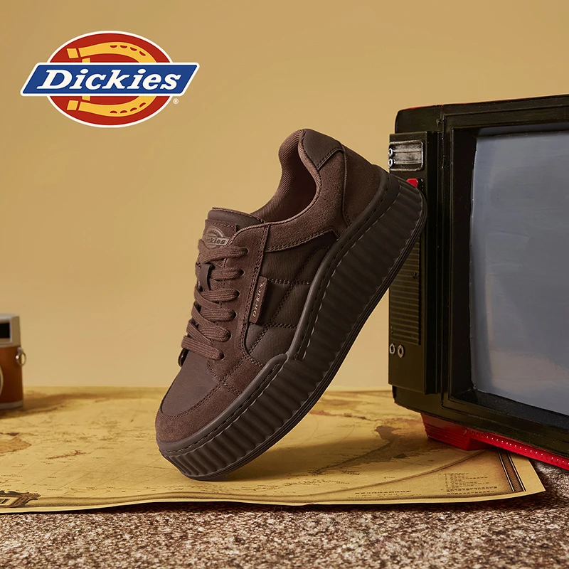 Dickies时尚百搭真皮复古潮流厚底低帮冬季透气潮鞋韩版休闲女鞋