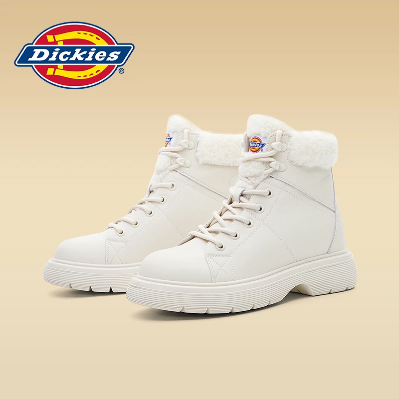 Dickies冬季保暖款厚底雪地靴英伦风百搭加绒靴子系带时尚休闲马