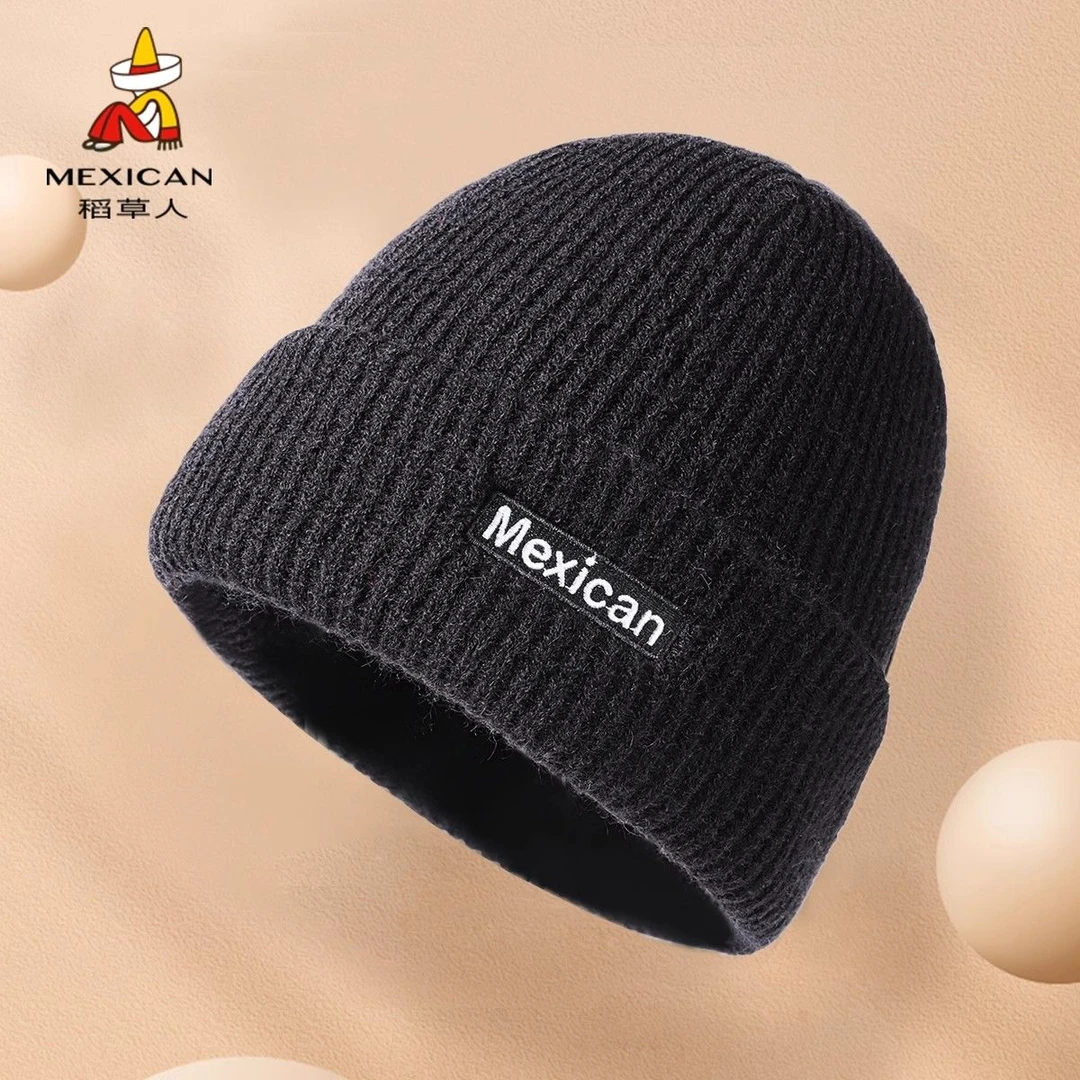 Mexican/稻草人帽子男冬保暖针织护耳加厚骑车骑行套头防寒包头帽