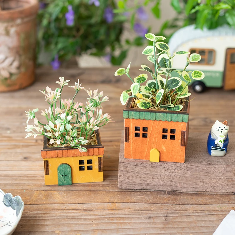 阿楹 日式网红微观电脑摆件高级感小木屋客厅女生办公桌装饰绿植