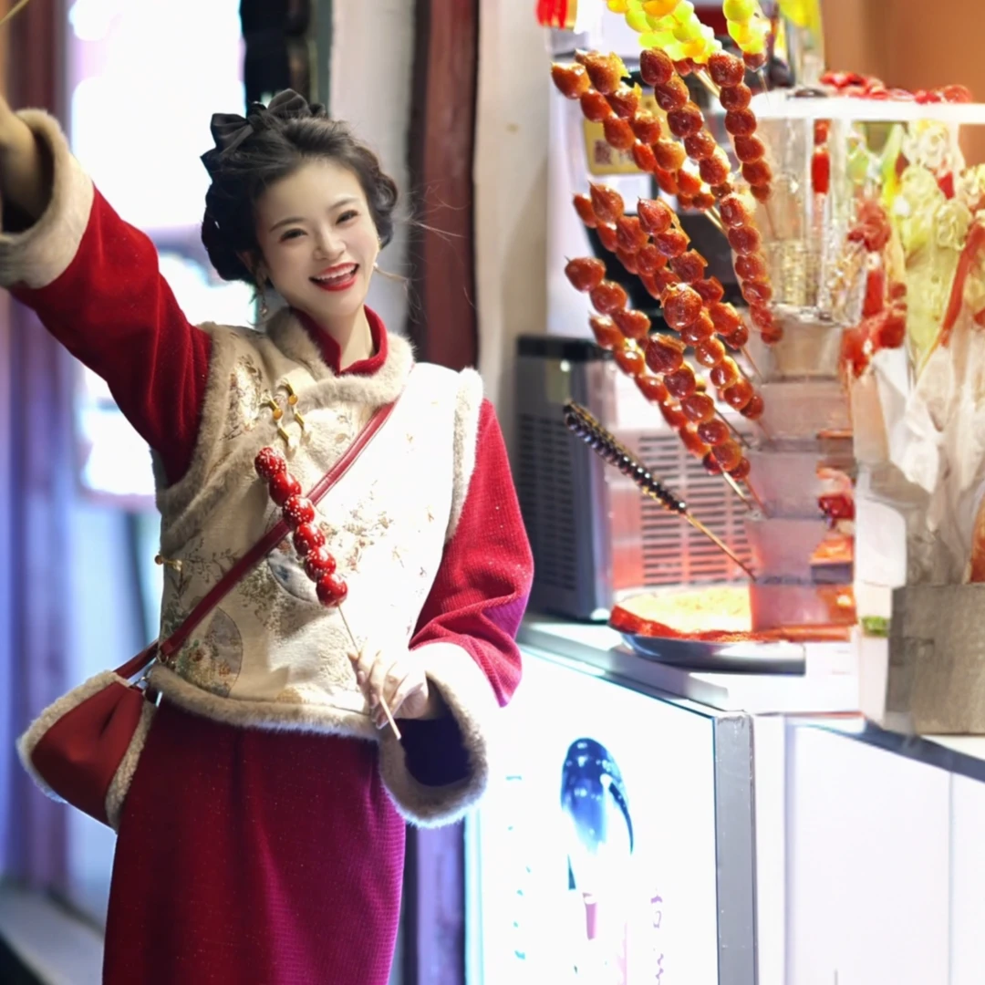 [红炉点雪]冬季新款新中式两件套加厚气质旗袍日常款修身复古优雅