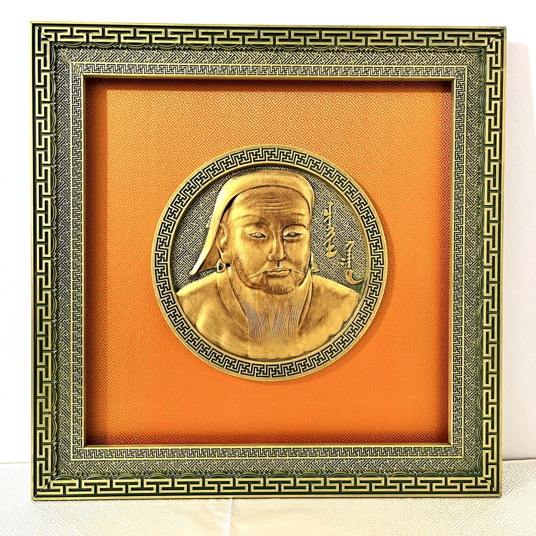 装饰挂画客厅玄关家居装饰蒙古元素成吉思汗装饰画背靠金山中式