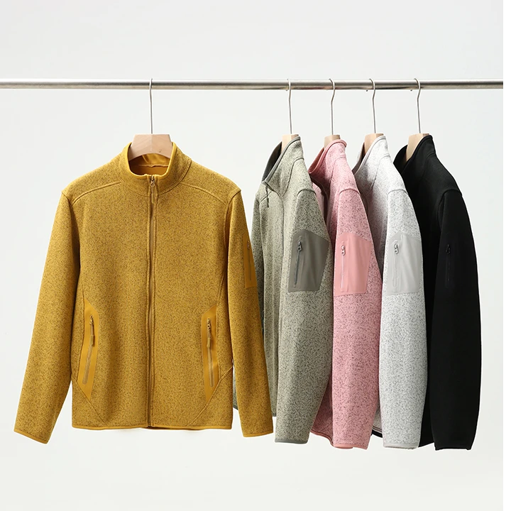 户外加绒秋冬情侣高克重保暖抓绒外套高弹抗皱透气压胶拉链夹克