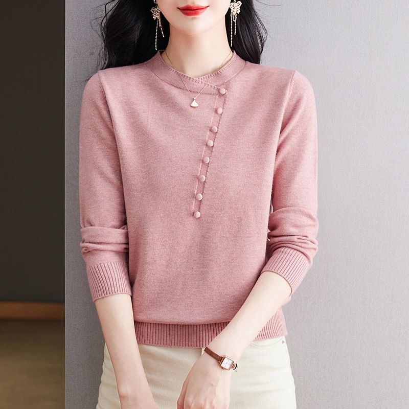 【新中式】洋气2024春季新款高档上衣宽松女百搭长袖针织衫濮院毛衫