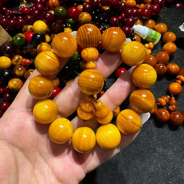 琥珀木雷雳木满油蜜蜡黄1.8直径