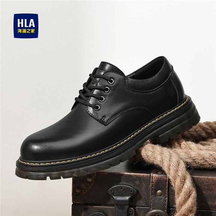 HLA/海澜之家男鞋2024冬季新款低帮英伦工装鞋百搭休闲皮鞋工作鞋