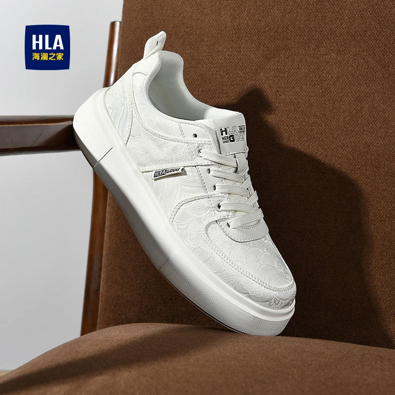 海澜之家男鞋2025冬季新款国潮丝绸板鞋百搭轻便透气休闲小白鞋