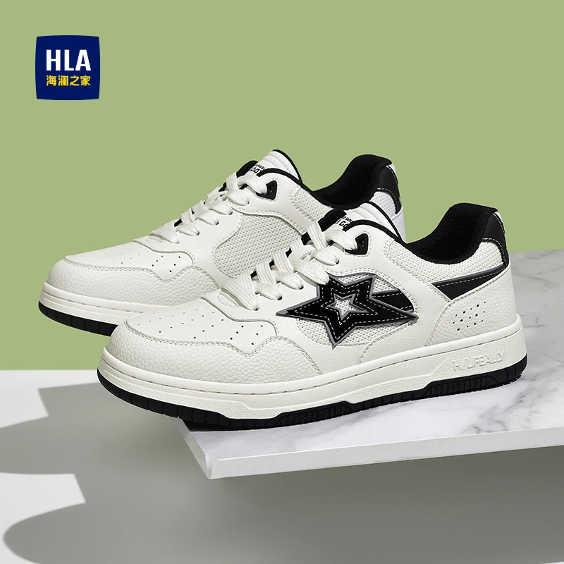 HLA/海澜之家男鞋2025冬季新款潮流透气板鞋百搭时尚休闲小白鞋子