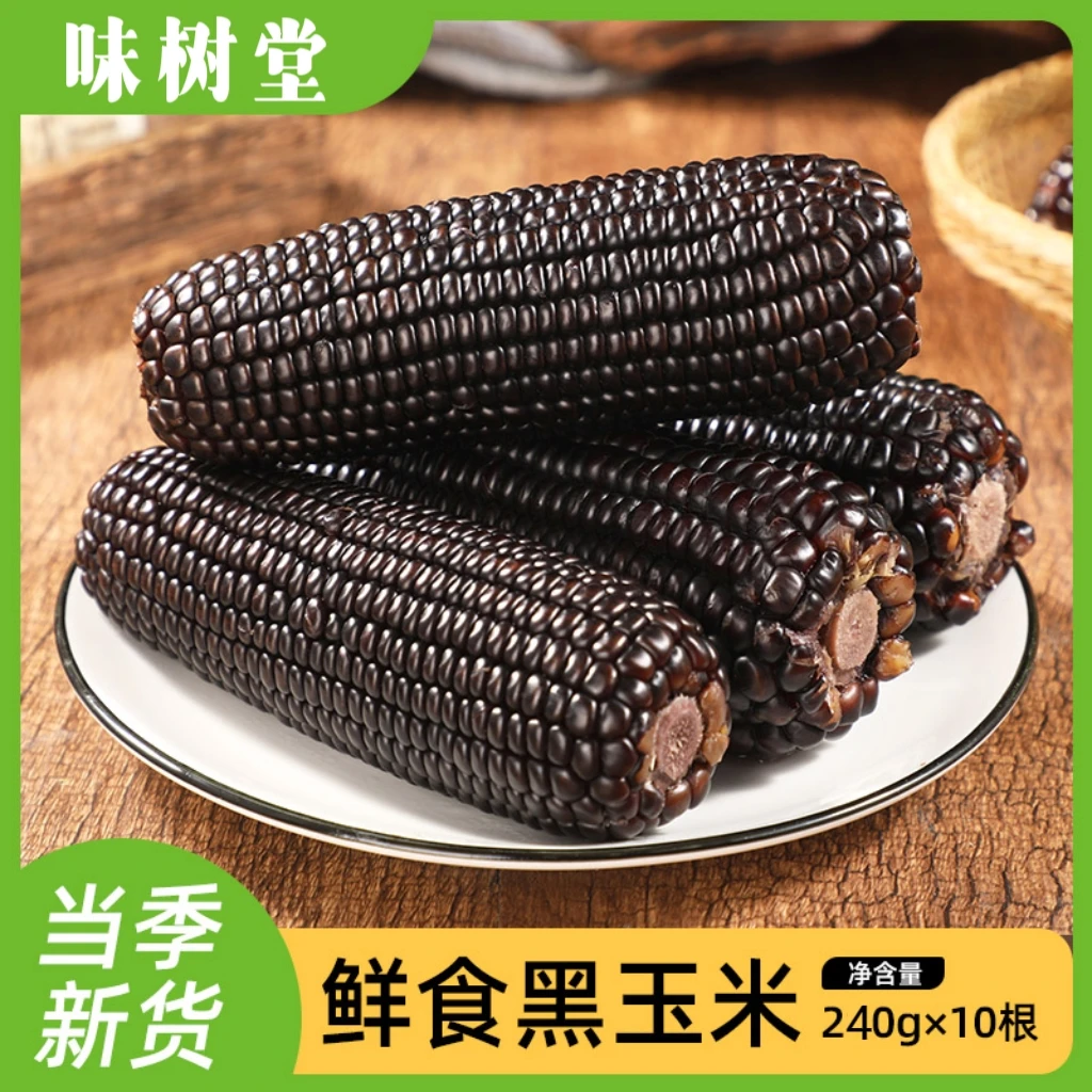 新鲜采摘东北黑糯玉米头茬玉米甜糯粘真空包装240-300克10支