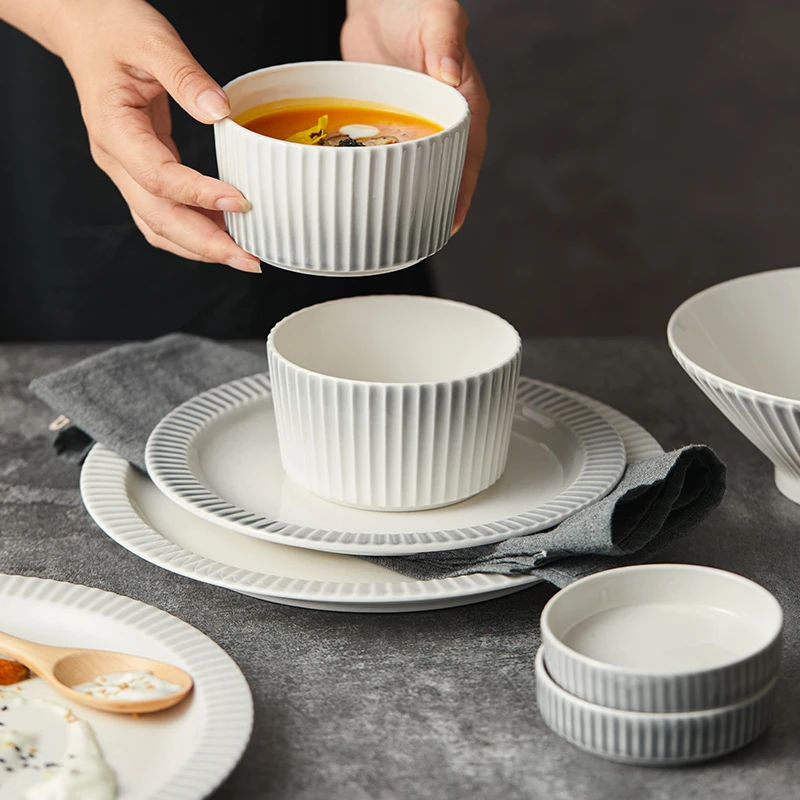 丹迪灰 4.5英寸饭碗家用米饭碗碗盘餐具碗具陶瓷 6只装