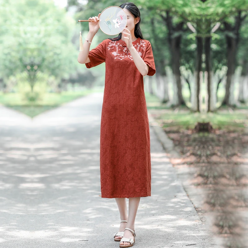 【林子原创】2024高品质手工盘扣改良旗袍女连衣裙重工刺绣旗袍