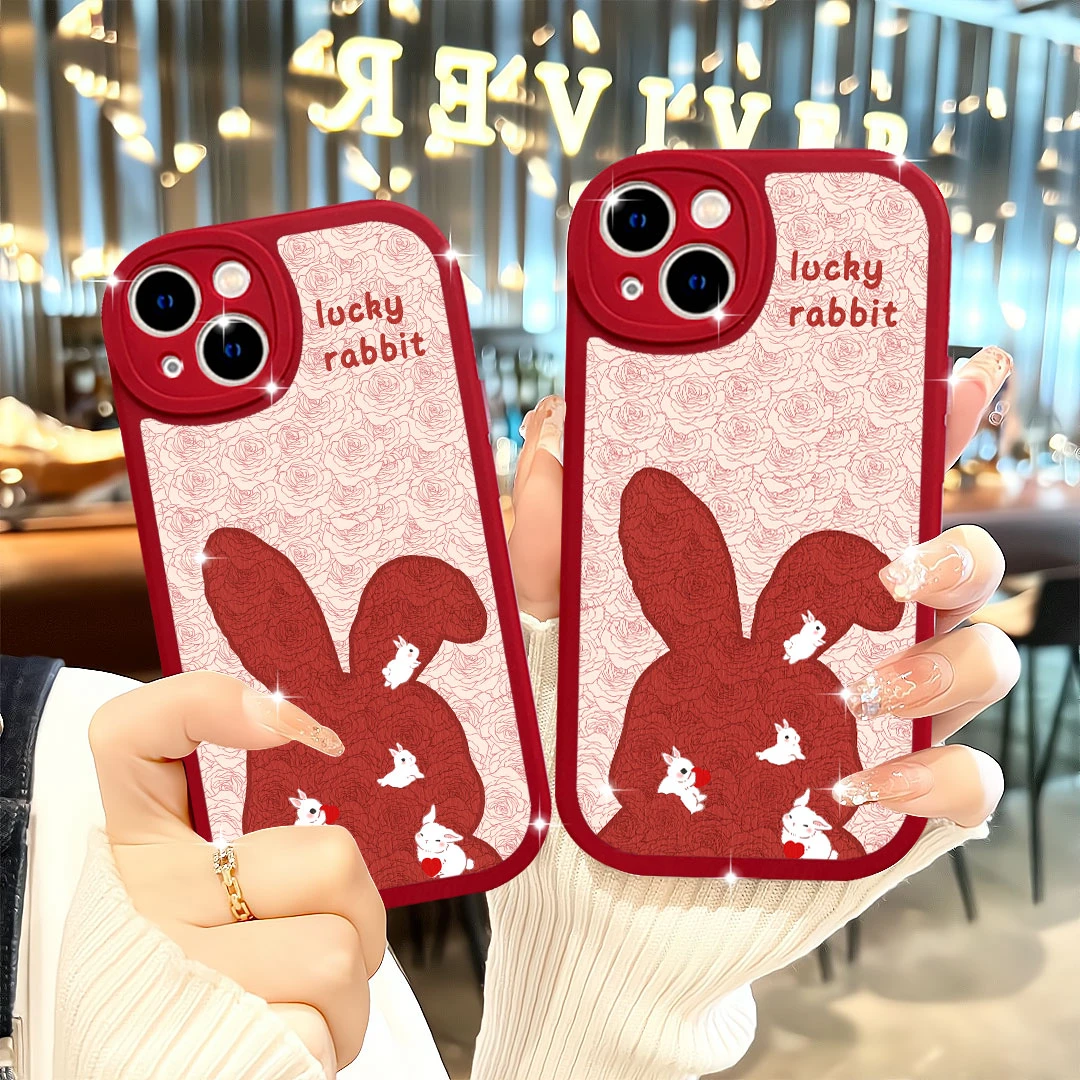 【苹果/华为/OPPO/vivo/小米】小羊皮英文兔iPhone13ProMax手机壳