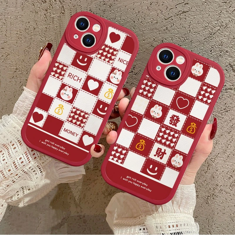 【苹果/华为/OPPO/vivo/荣耀/小米】小羊皮发财兔iPhone14手机壳