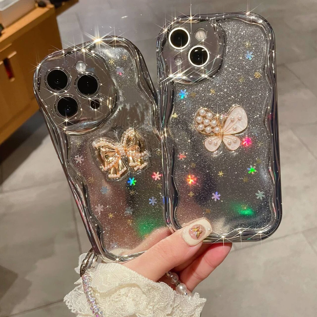 高级感白玉蝴蝶iphone15华为oppo小米vivo荣耀滴胶防摔闺蜜手机壳