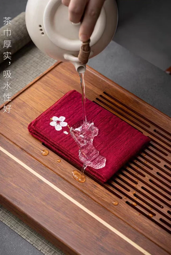 中式风格棉麻茶巾茶道配件茶周边吸水性强三色可选 CD678