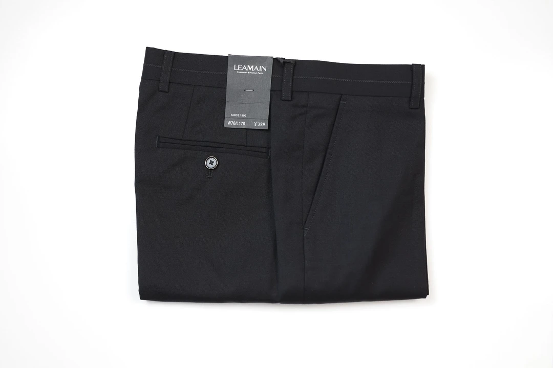 【100%羊毛纯黑】中老年宽松净版黑色羊毛西裤春秋款中腰