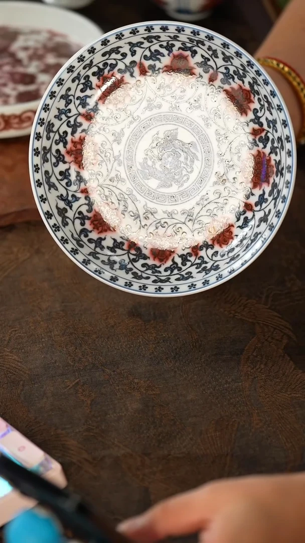 【闪购商品】翎溪堂青花釉里红缠枝壶承@@lxt25