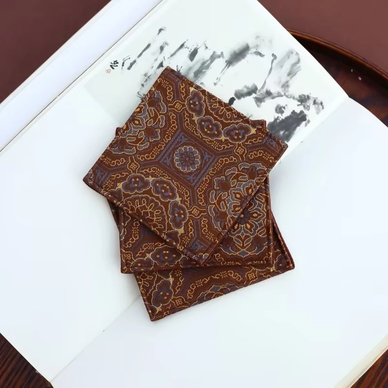 【墨舍好物】中式绸缎织锦藏杯垫功夫茶具配件三层隔热茶巾（th710）