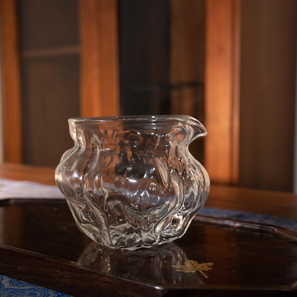 【墨舍好物】日式核桃纹玻璃公道杯（th649）家用创意纯手工主人杯