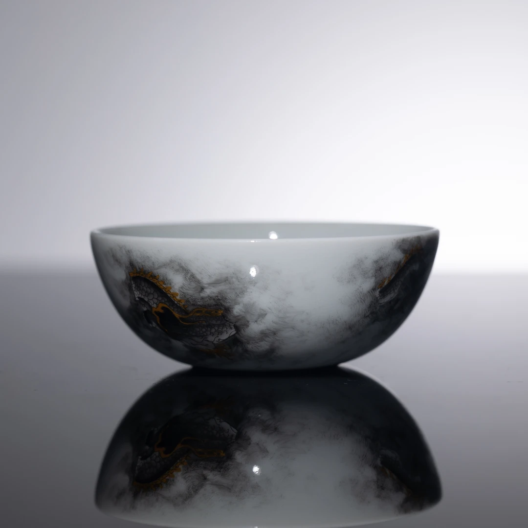 【墨舍好物】昱器墨彩龙卧足杯 茶杯（yqi136）