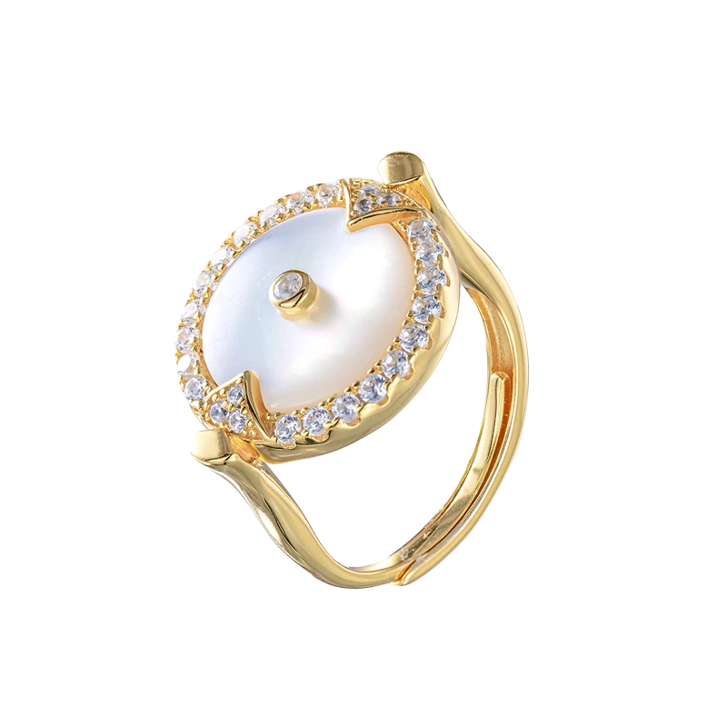 平安扣S925银母贝戒指