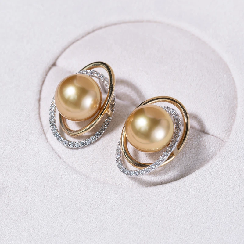 AKOYA【孤品】南洋金珠SP耳钉10.3星系2283气质