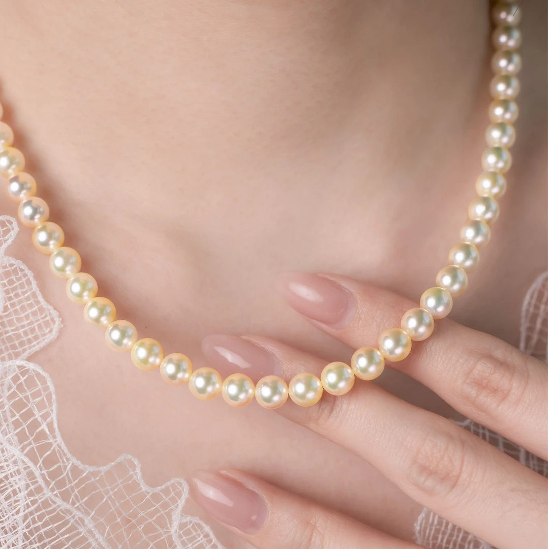 AKOYA【年终特供】海水珍珠串链SP香槟金S925银6-6.5百搭时尚气质