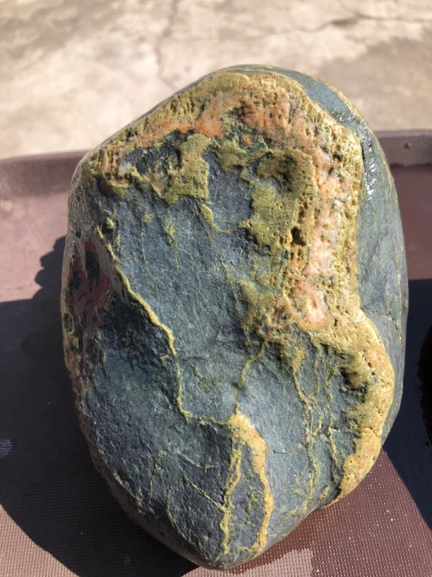 天然饿卵石摆件奇石陶瓷创意风化造景石长15宽12厚6厘米重1.6公斤