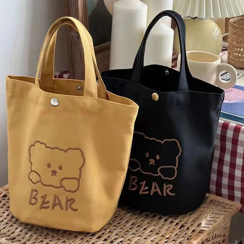 新款上班族洋气提饭包新款时尚百搭手提帆布饭盒高颜值学生便当袋