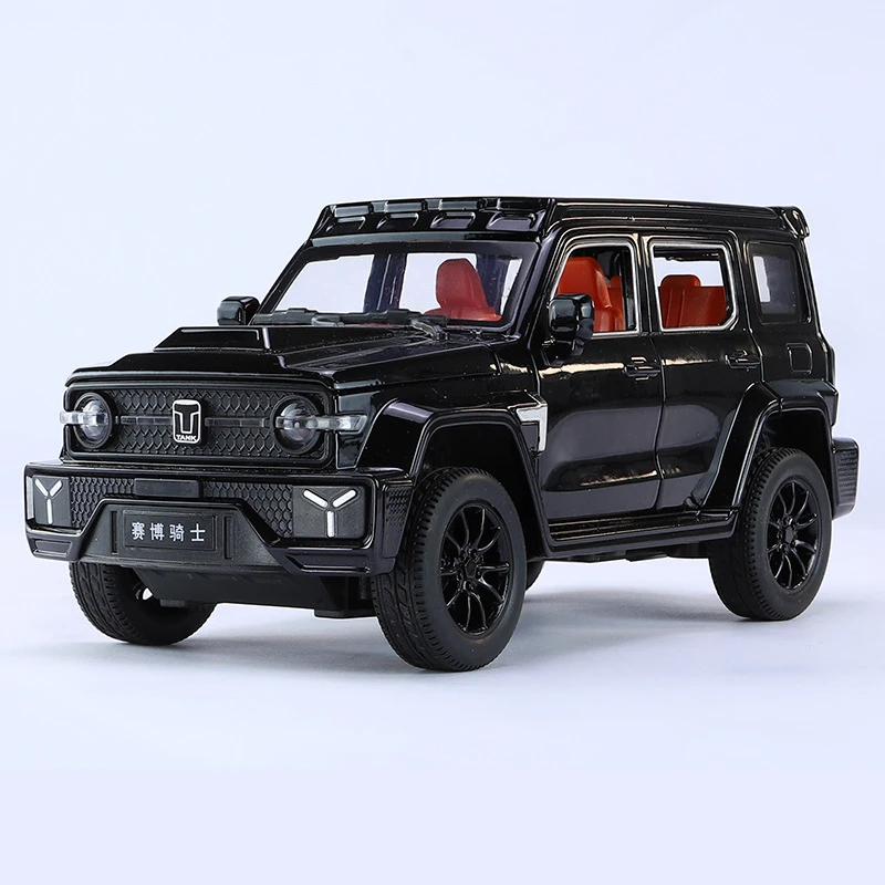 1:24坦克300 赛博版仿真合金转向声光回力玩具男孩车模型摆件