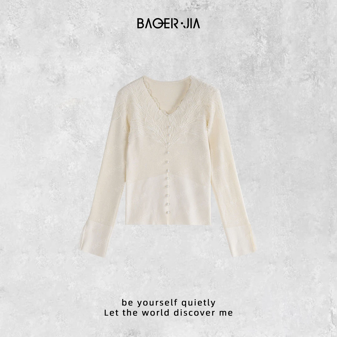 0-【天使之翼】宝儿家含幂BV61424309秋季气质时尚蕾丝舒适显瘦毛衫