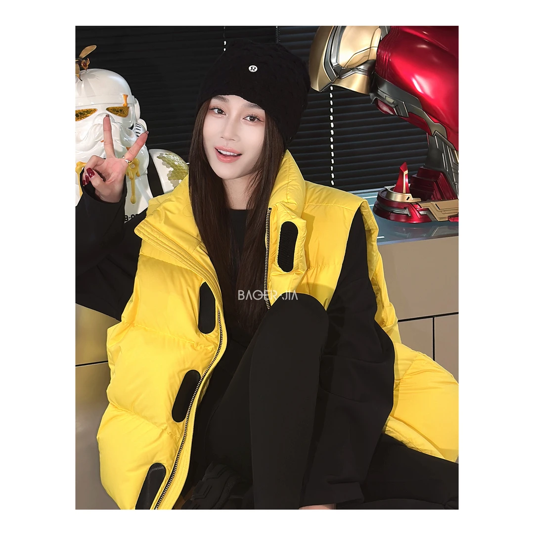 0-【小黄鸭马甲】宝儿家含幂BJ57824310冬季新款穿搭立领白鹅绒马甲