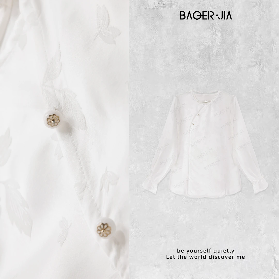 0-【两袖清风】宝儿家含幂BK45124307夏秋新款国风提花轻盈透气衬衫