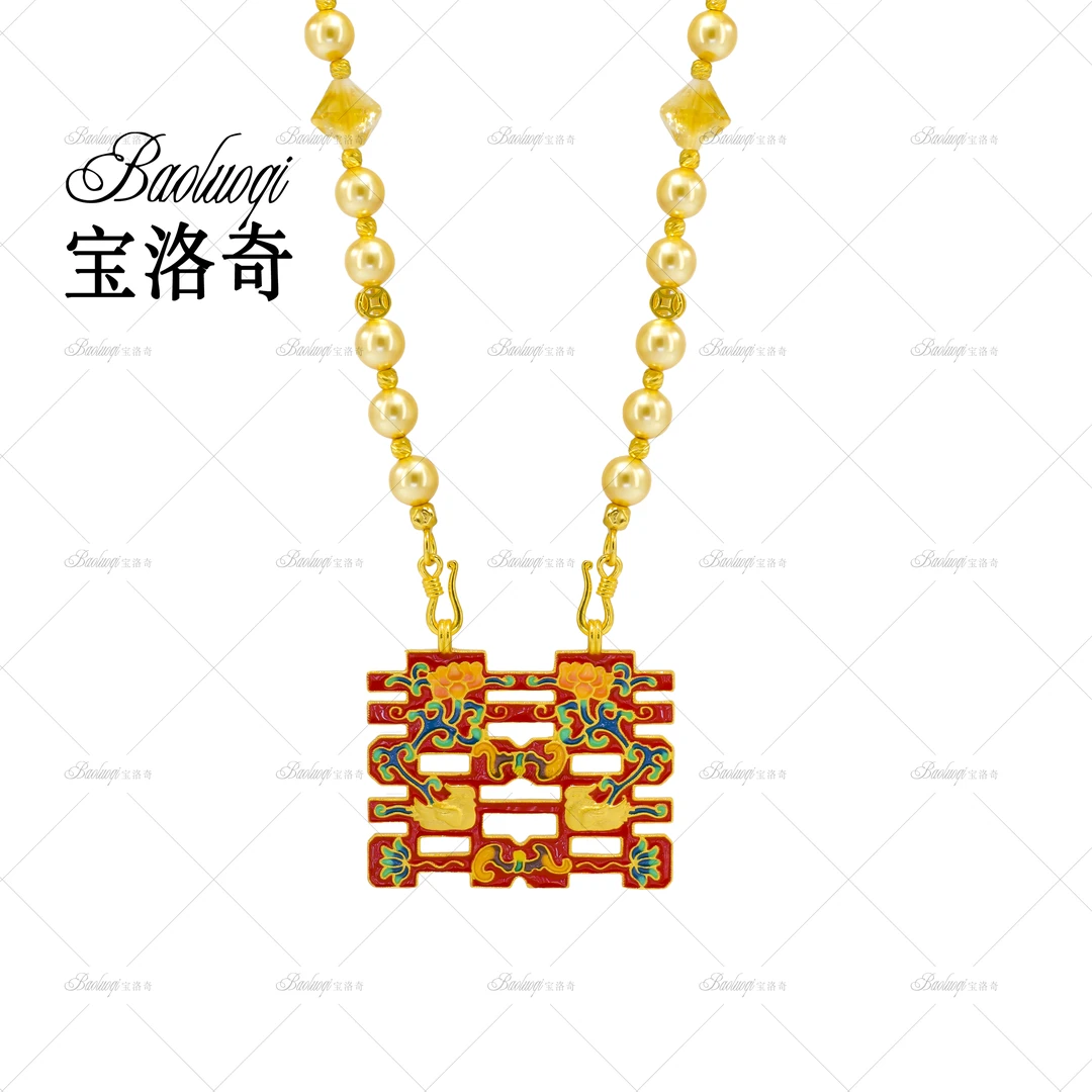 宝洛奇 吊坠925银 古法双喜临门 BLQXL-035