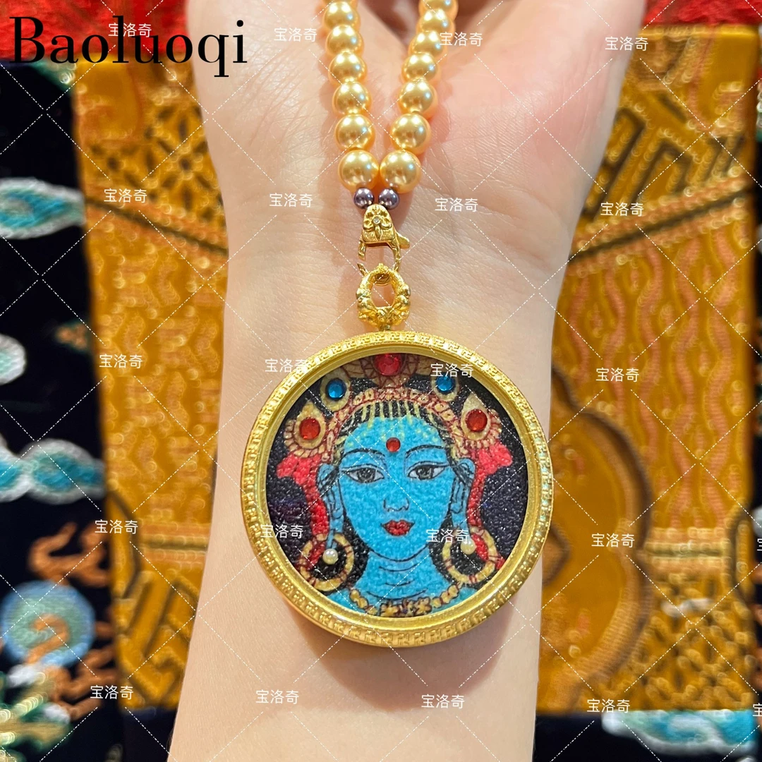 宝洛奇BLQTK-077绿度母手工砂唐卡