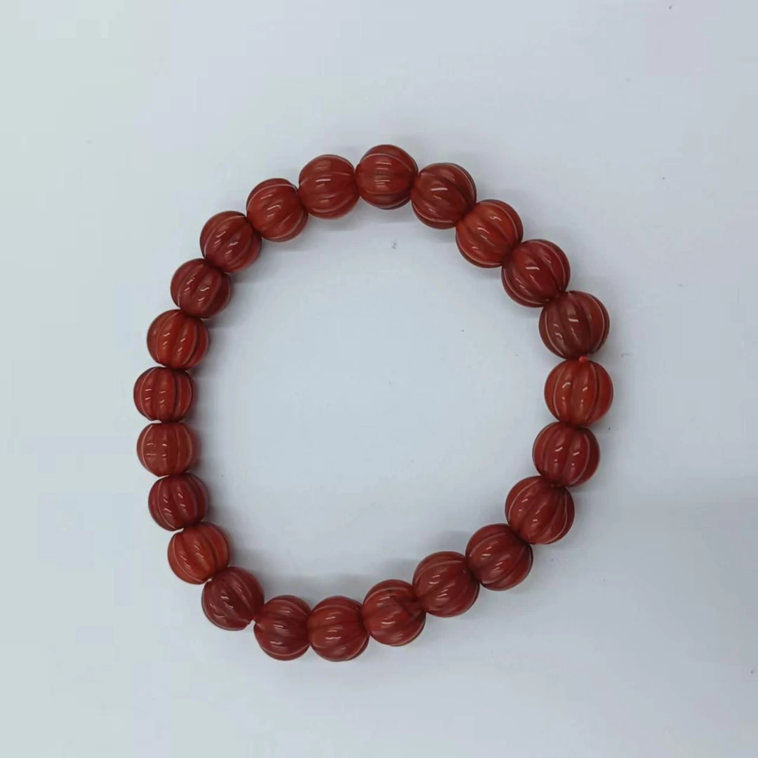 DZ7525-清代 瓜棱型玛瑙手串- LJ
