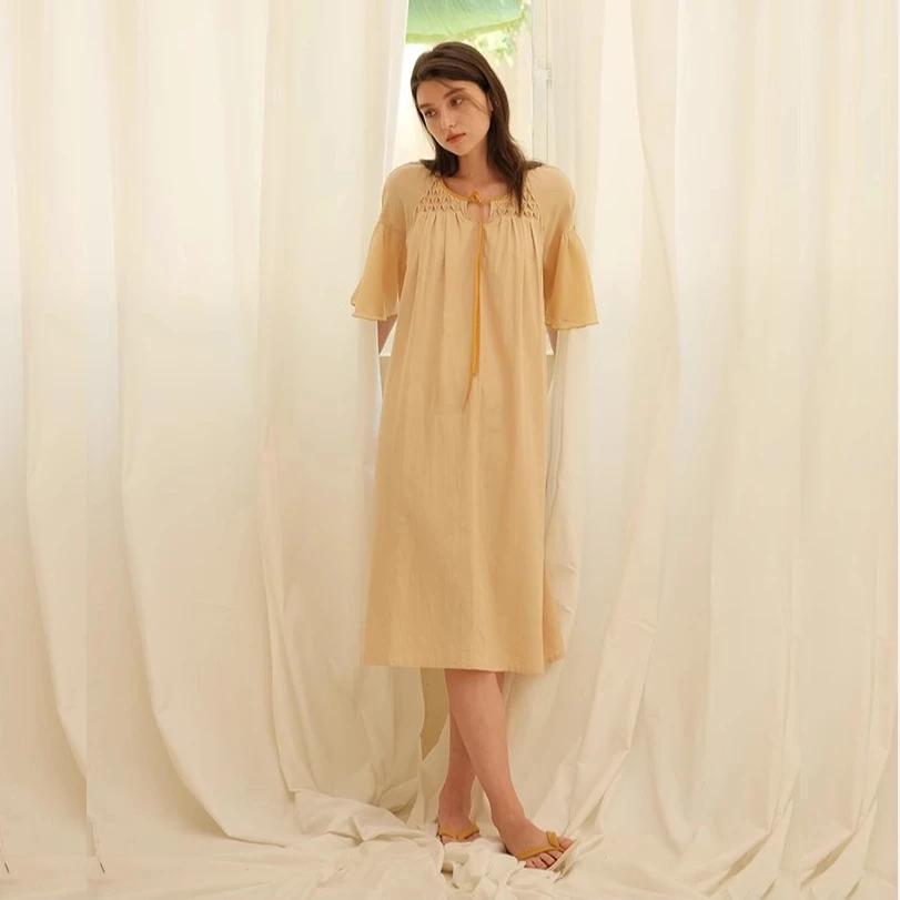 朵朵可可睡衣女夏季纯棉甜美风宽松显瘦短袖睡裙连衣裙241CQ001