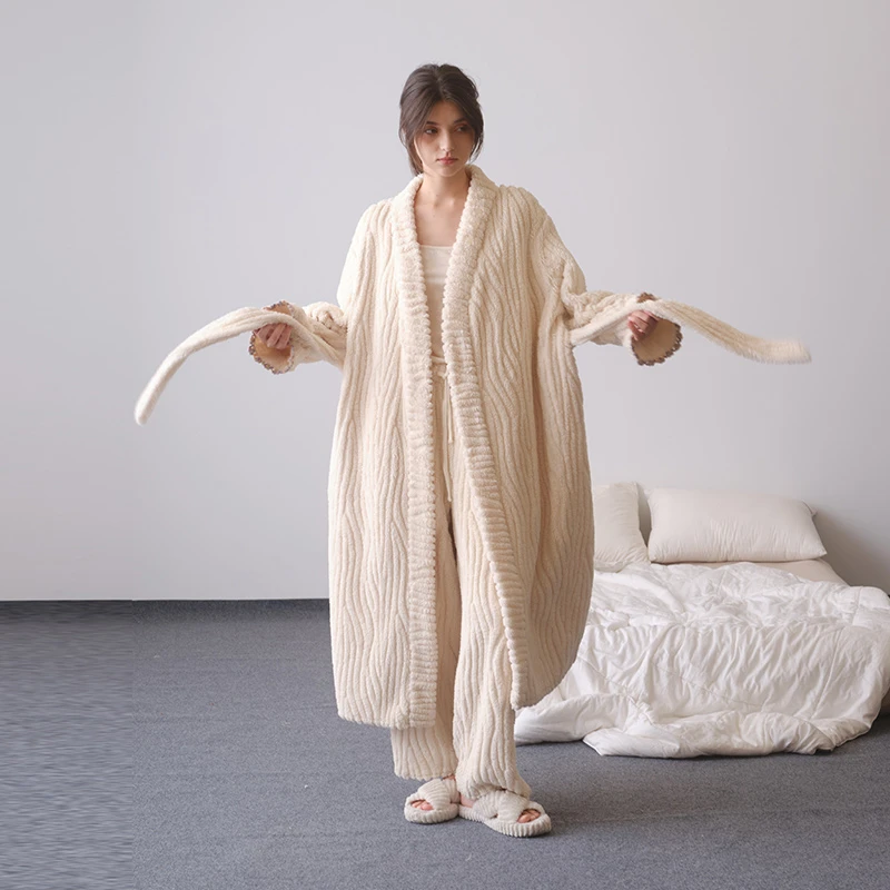 朵朵可可秋冬季睡衣休闲宽松女甜美睡袍保暖珊瑚绒家居服198