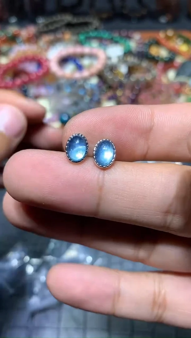 【闪购商品】海蓝宝石耳坠未镶嵌K64