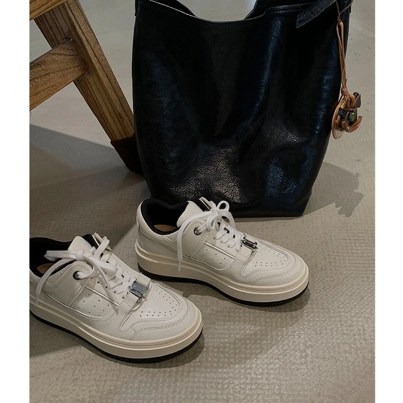 吕小布 | 27号上新 白鹿同款 头层爆裂纹牛皮复古厚底小白鞋0288