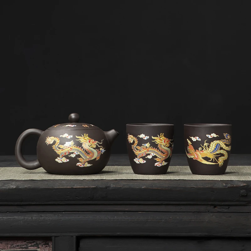 遇热变色龙凤呈祥紫砂壶凤鸣壶会唱歌的茶壶功夫茶具网红家用茶器