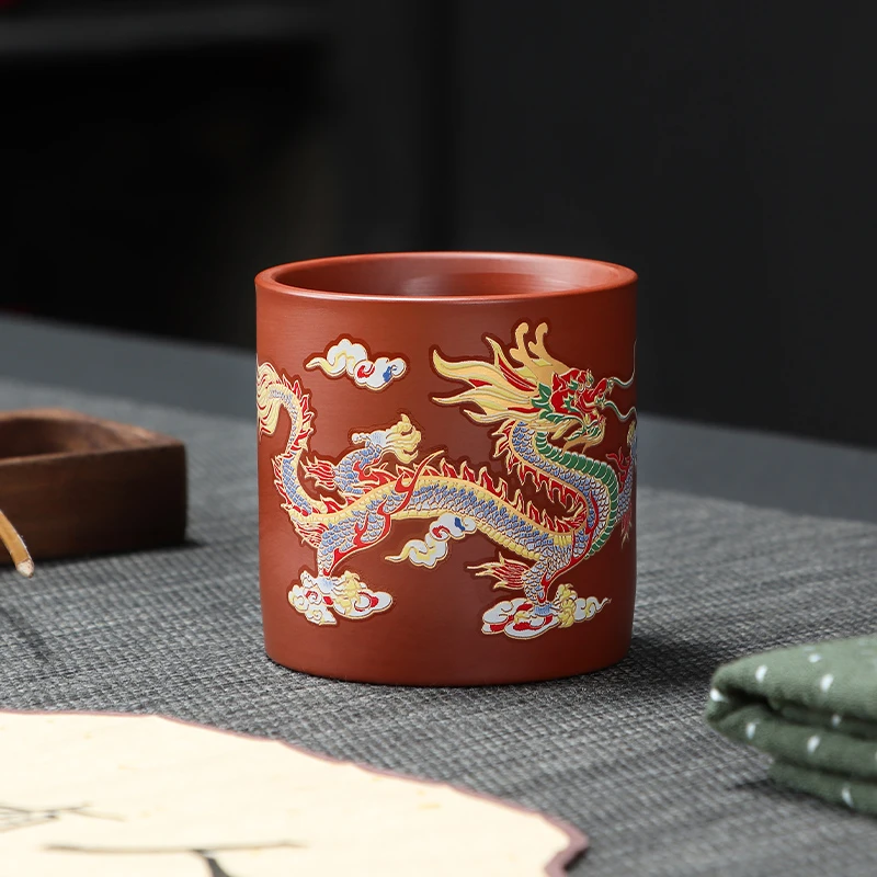 遇热变色龙凤呈祥紫砂主人杯茶杯喝茶杯子公司活动LOGO订制伴手礼