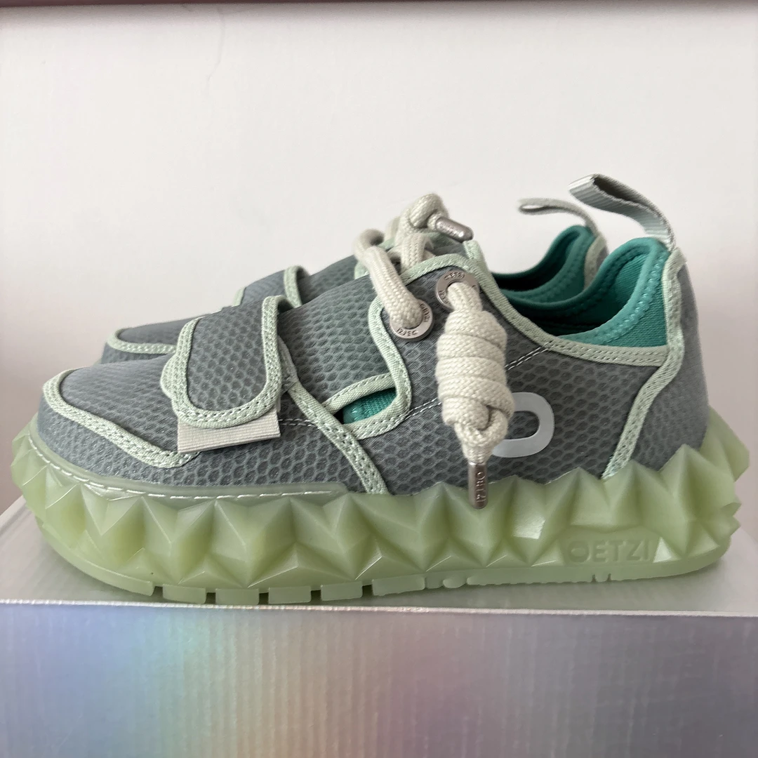 T24120115 OETZI24年夏季新款时尚绿色潮流潮鞋网面低帮丑萌鞋