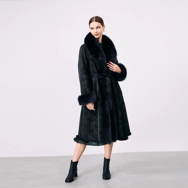 MY TENO/马天奴VRAH80气质设计师加厚热力感女士黑色中长款外套