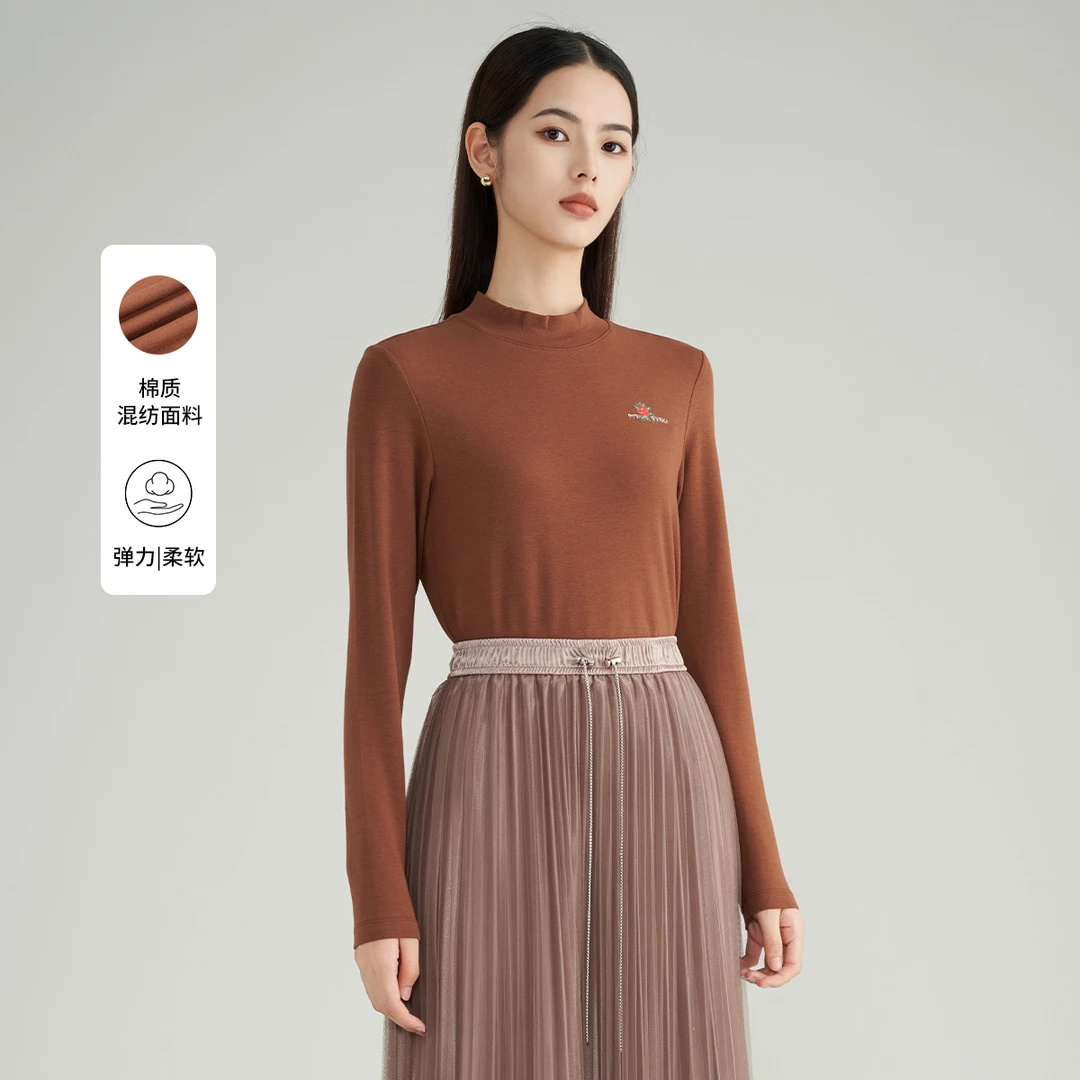 【三姐妹】时尚休闲印花打底衫弹力修身内搭VRA639POH0