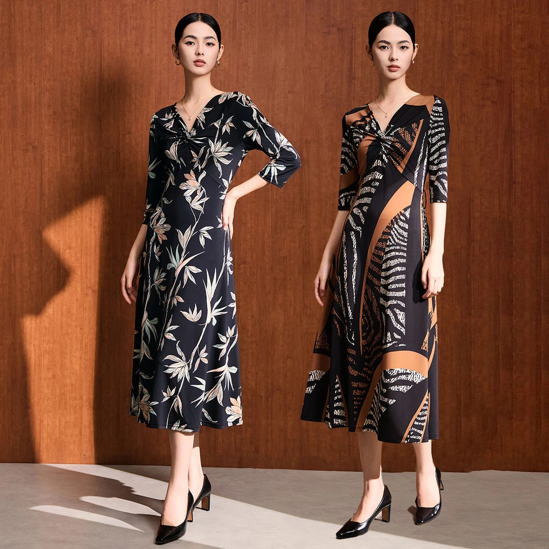 【漫家专属】马天奴复古碎花法式收腰印花女装连衣裙VDA000DRX0