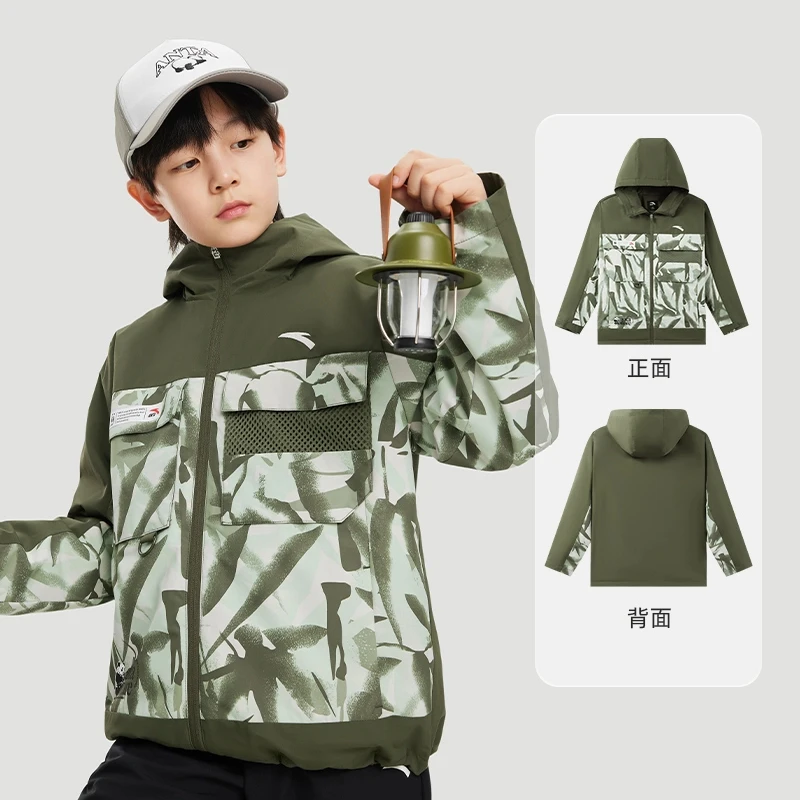 安踏儿童摇粒绒运动上衣欧若风男大童秋冬新款防风加厚外套