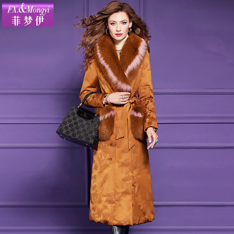 菲梦伊90白鸭绒狐狸毛领冬季新款气质修身时尚羽绒服60048